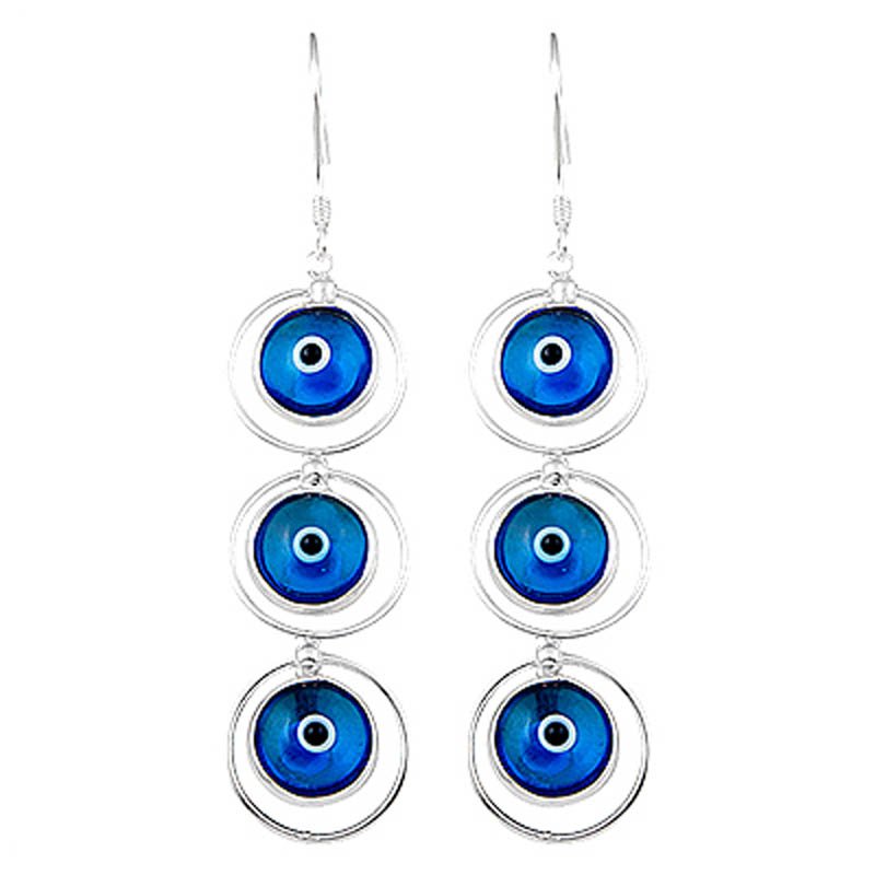 Silver Evil Eye Earrings - E05372