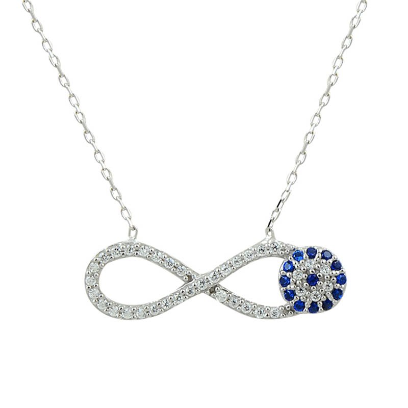 CZ Infinity & Evil Eye Necklace - N08781