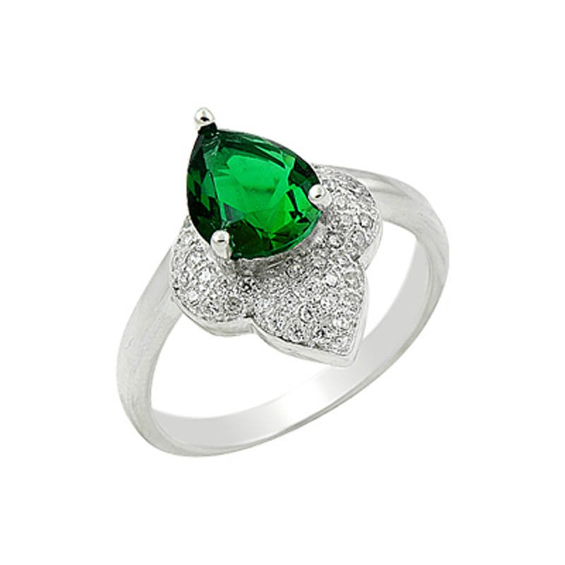 Emerald CZ Solitaire Ring - R09401